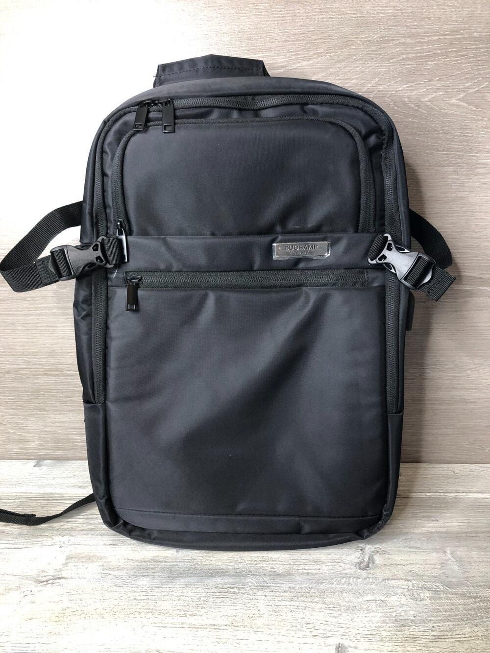 Duchamp London Black Laptop Travel Backpack Nylon Multiple Pocket Business Bag